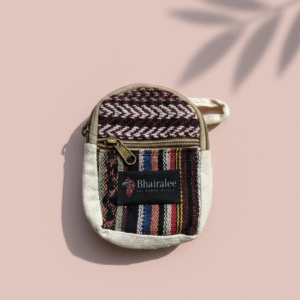 festival ethnic mini pouch – forest herringbone weave